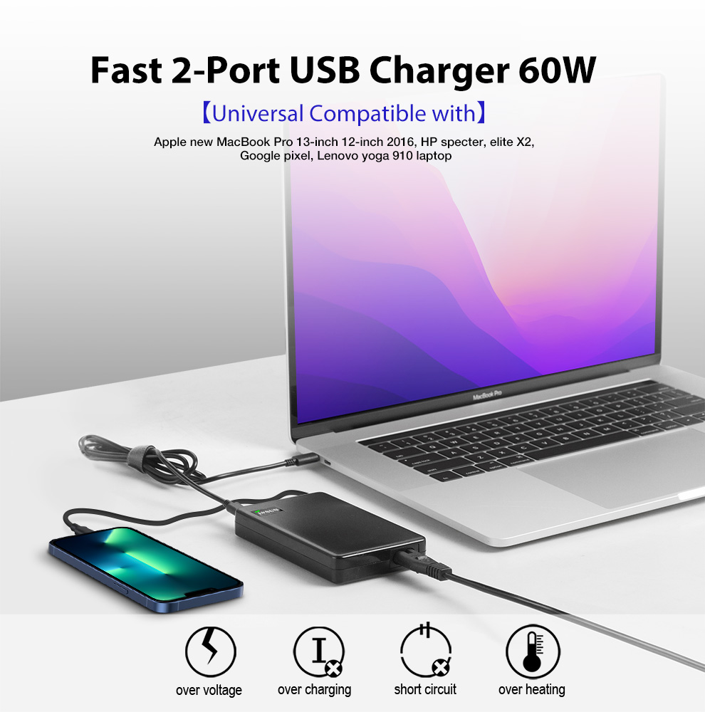 LVSUN 65W Universal USB-C Notebook Charger