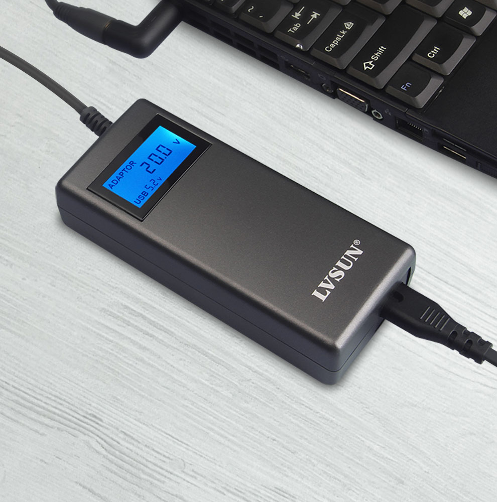 LVSUN 90W Universal LCD Display Laptop Charger with USB Port