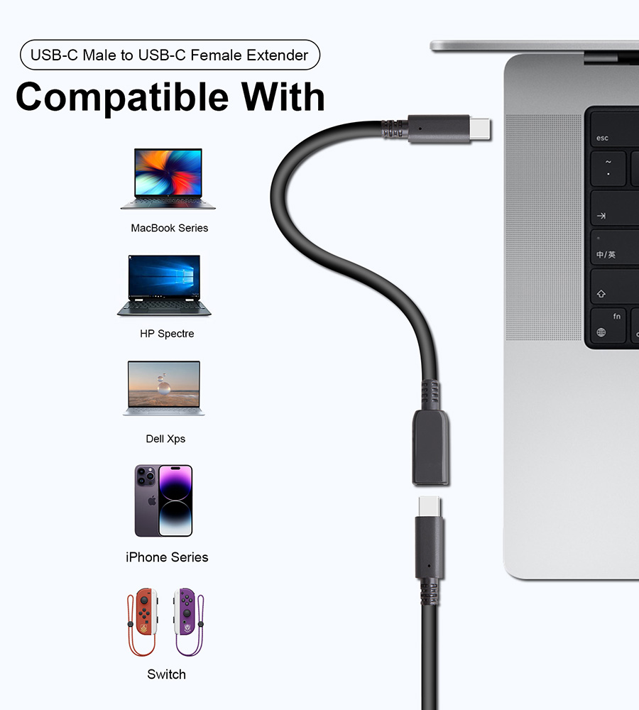 LVSUN USB-C Male to USB-C Female Extender