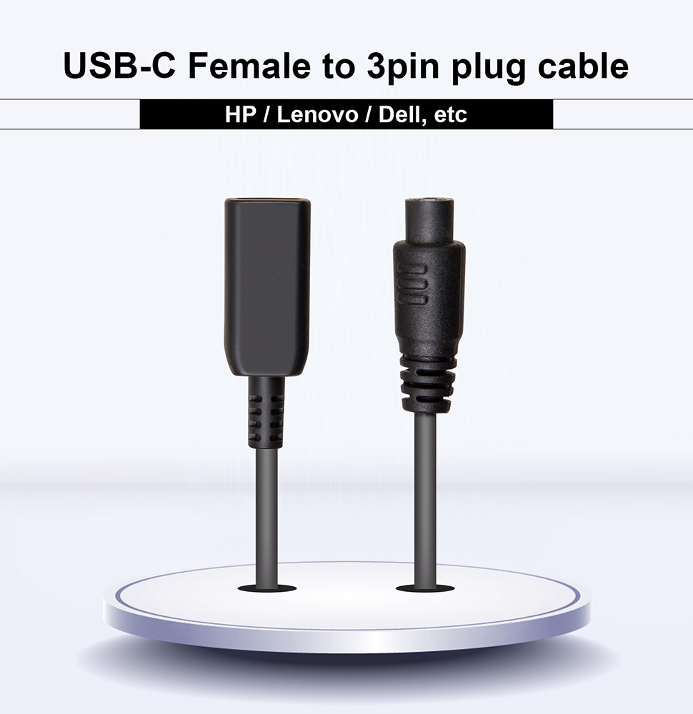 LVSUN USB-C Female to 3PIN plug cable for Universal Laptop Charging