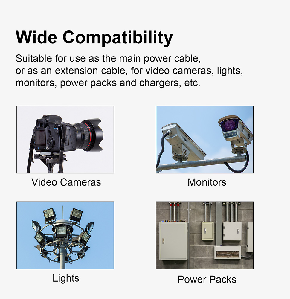 LVSUN 4-pin Male to Female 4Pin XLR Power Supply Cable for DSLR Camera