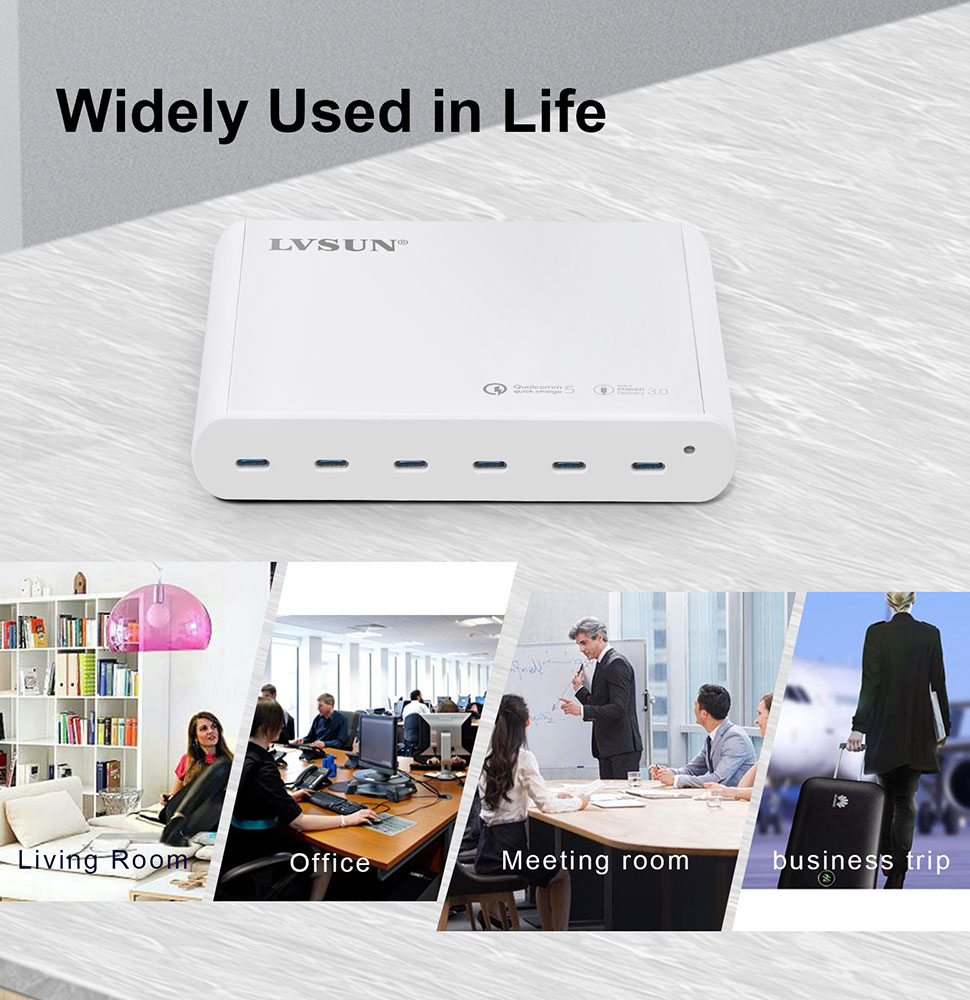 LVSUN 150W 6-Port USB-C PD GaN Charger