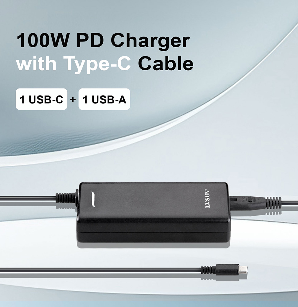 LVSUN 100W PD Charger with Type-C Cable