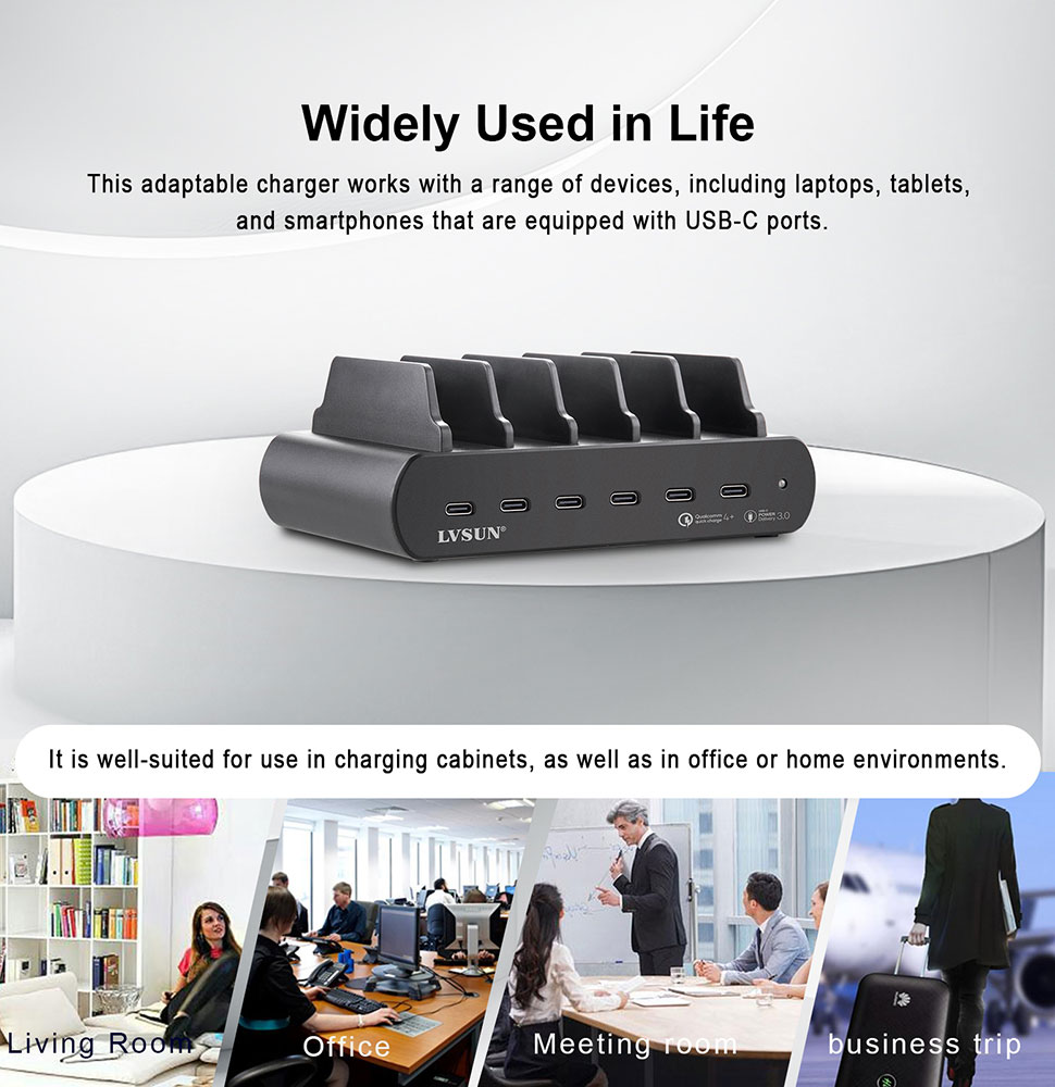 LVSUN 150W 6-Port GaN USB-C Charging Dock