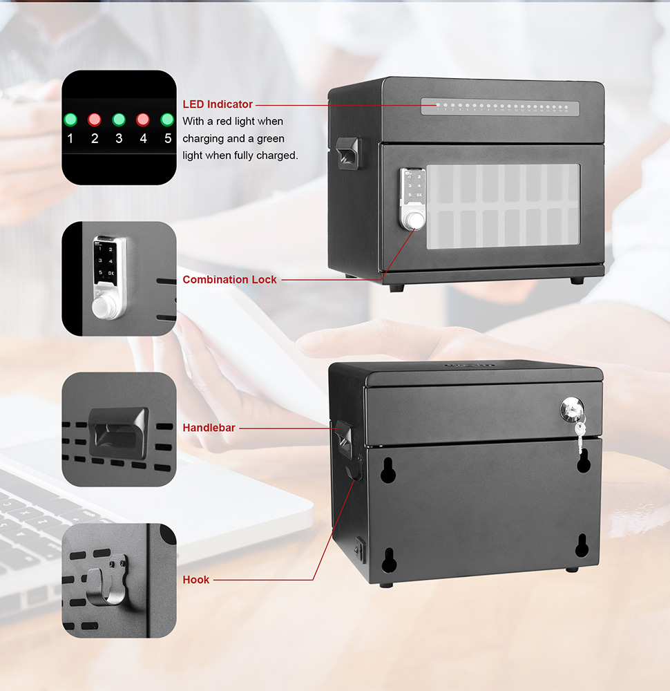 LVSUN 500W 20-Port USB-C Phone Charging Cabinet