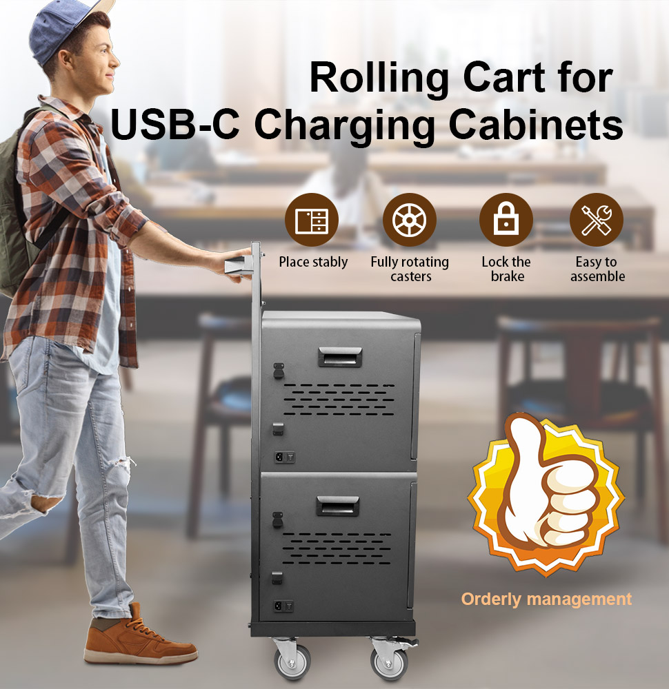 LVSUN Rolling Cart for USB-C Charging Cabinets