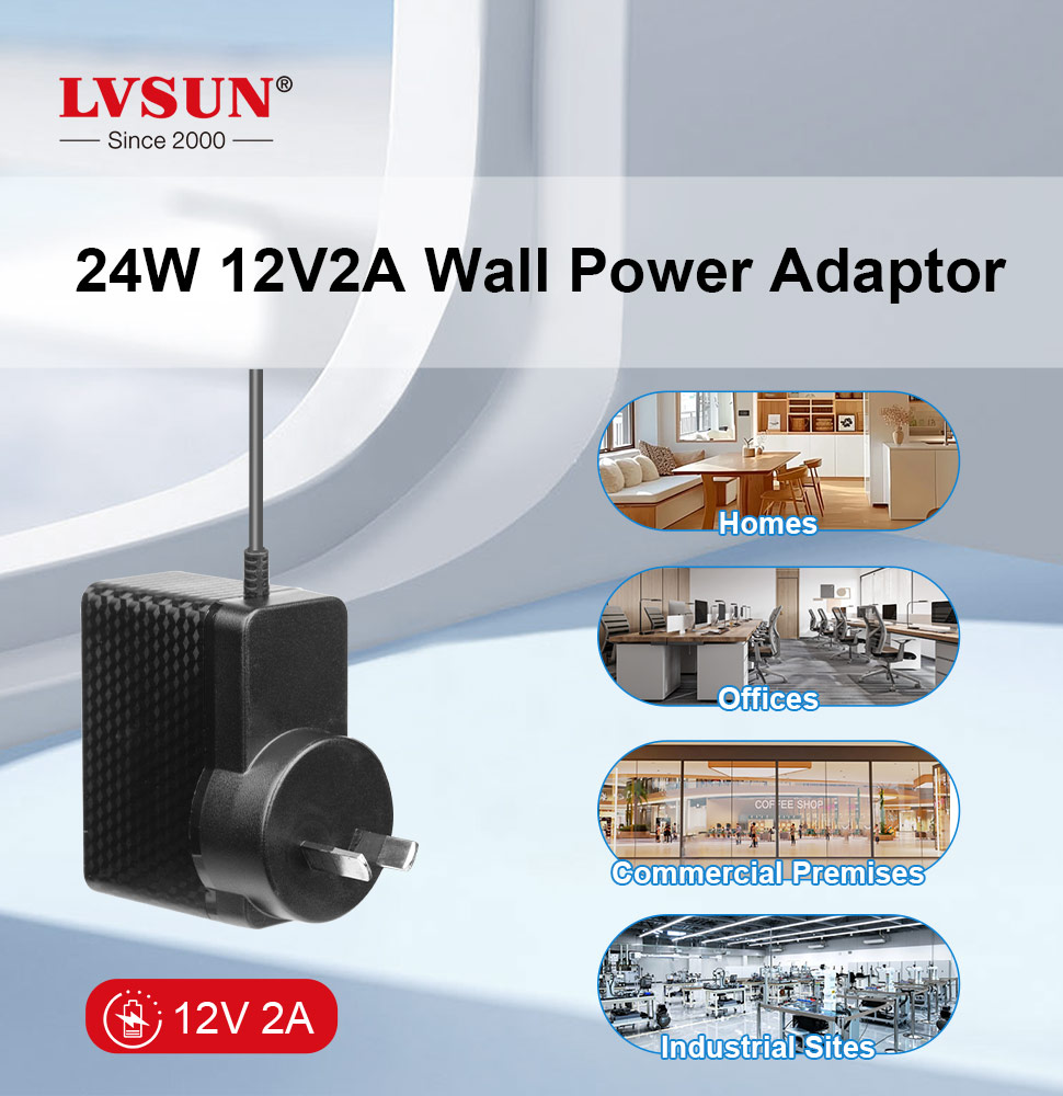 LVSUN 24W 12V 2A Wall Power Adapter
