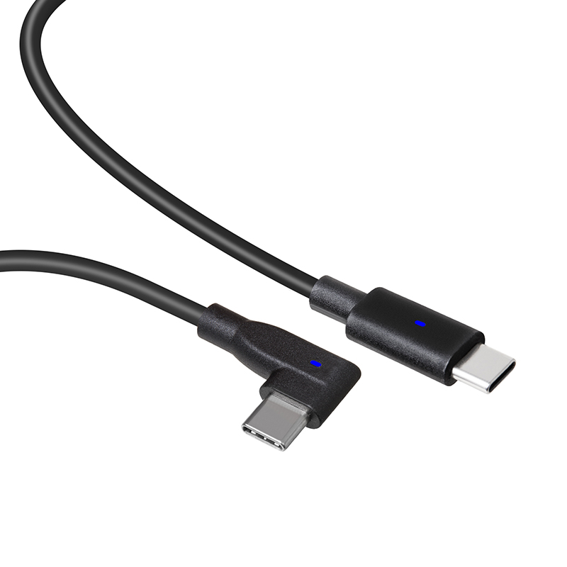 Cable USB-C de 240 W a USB-C en ángulo recto con indicador luminoso