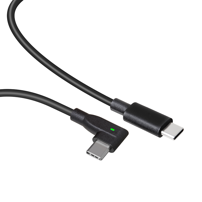 Cable USB-C a USB-C en ángulo recto con indicador de luz doble