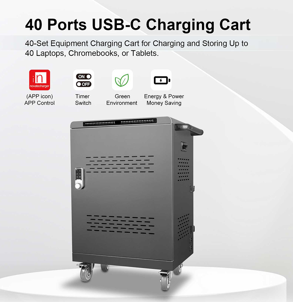 2000W 40 Ports USB-C Charging Cart