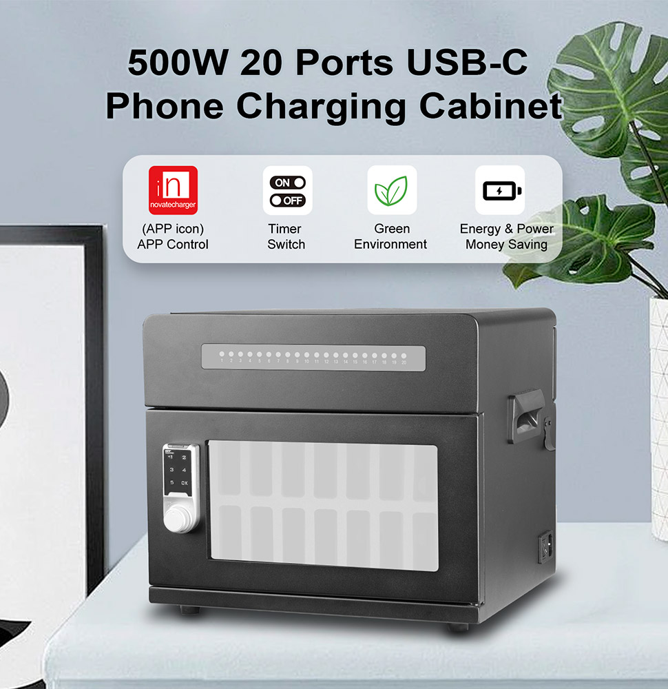 500W 20 Ports USB-C Phone Charging Cabinet