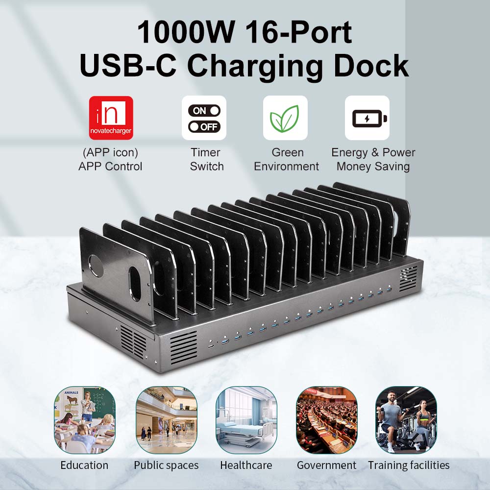 1000W 16-Port USB-C Charging Dock